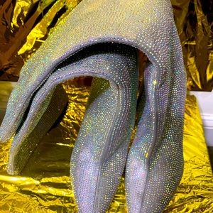 TYSH WOMENS EMBELLISHED POINTED TOE KNEE-HIGH BOOTS IN SILVER New NEVER WORN!!!